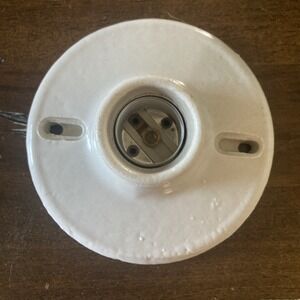 Vintage Paulding Porcelain Ceiling Bulb Socket Fixture Light Art Deco 60s